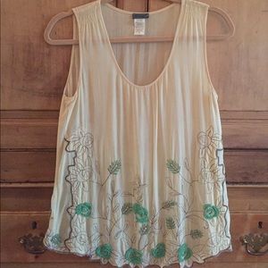 Anthropologie tank with floral beading